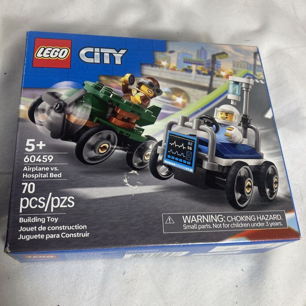 LEGO City Airplane vs. Hospital Bed Race Car Pack Toy Building Blocks # 60459
